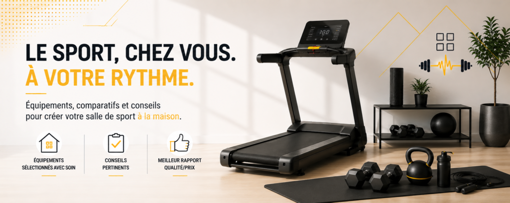 Salle de sport chez moi, avec équipements, tapis de course