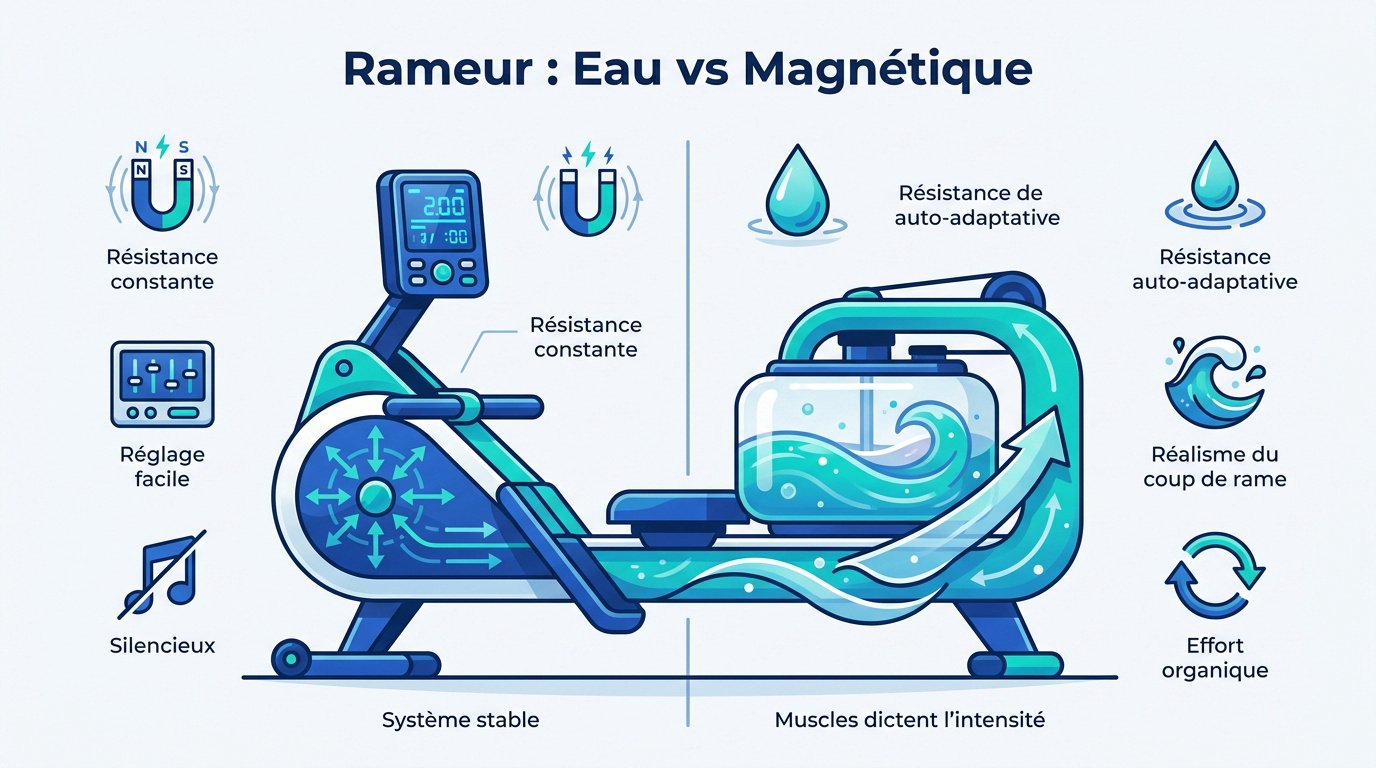 Rameur à eau vs magnétique